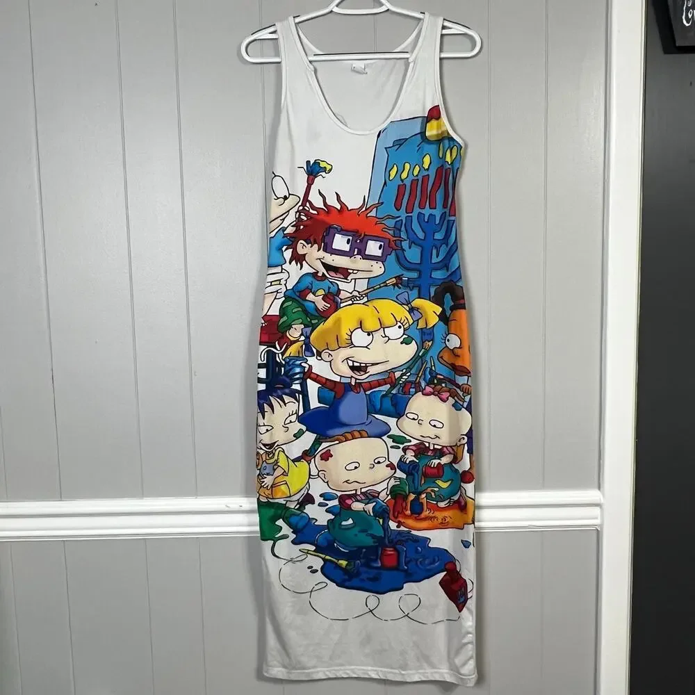 Rugrats Cartoon Character Bodycon Tank Dress Women’s Medium Nickelodeon Midi
